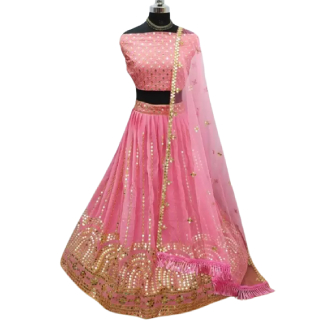 Buy Upto 40% Off On Women's Semi Stitched Lehenga Choli (Pink)